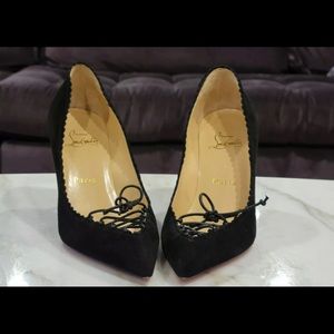 Christian Louboutin Suede Pointed Black, 36.5 US6
